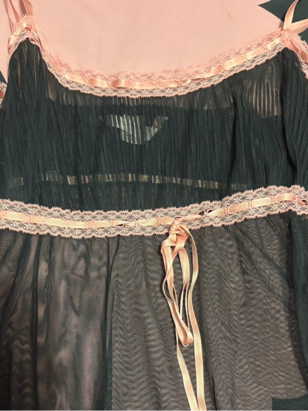 Victoria's Secret Black and Pink Sheer Lace Babydoll - Picture 6 of 8